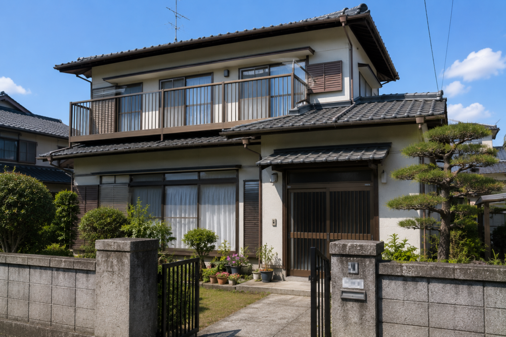 空き家になった2階建て和風住宅の外観