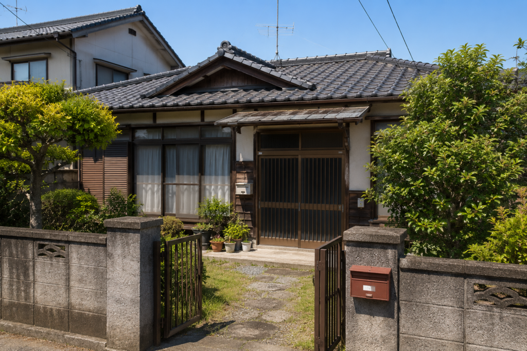 門扉のある和風平屋の空き家の外観