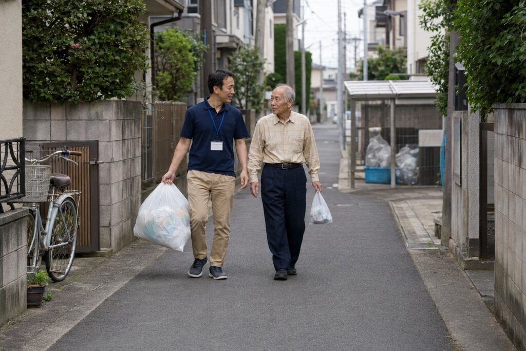 高齢の親がごみを出せなくなったら？自治体の「戸別収集」とヘルパー・地域の手助けの使い方